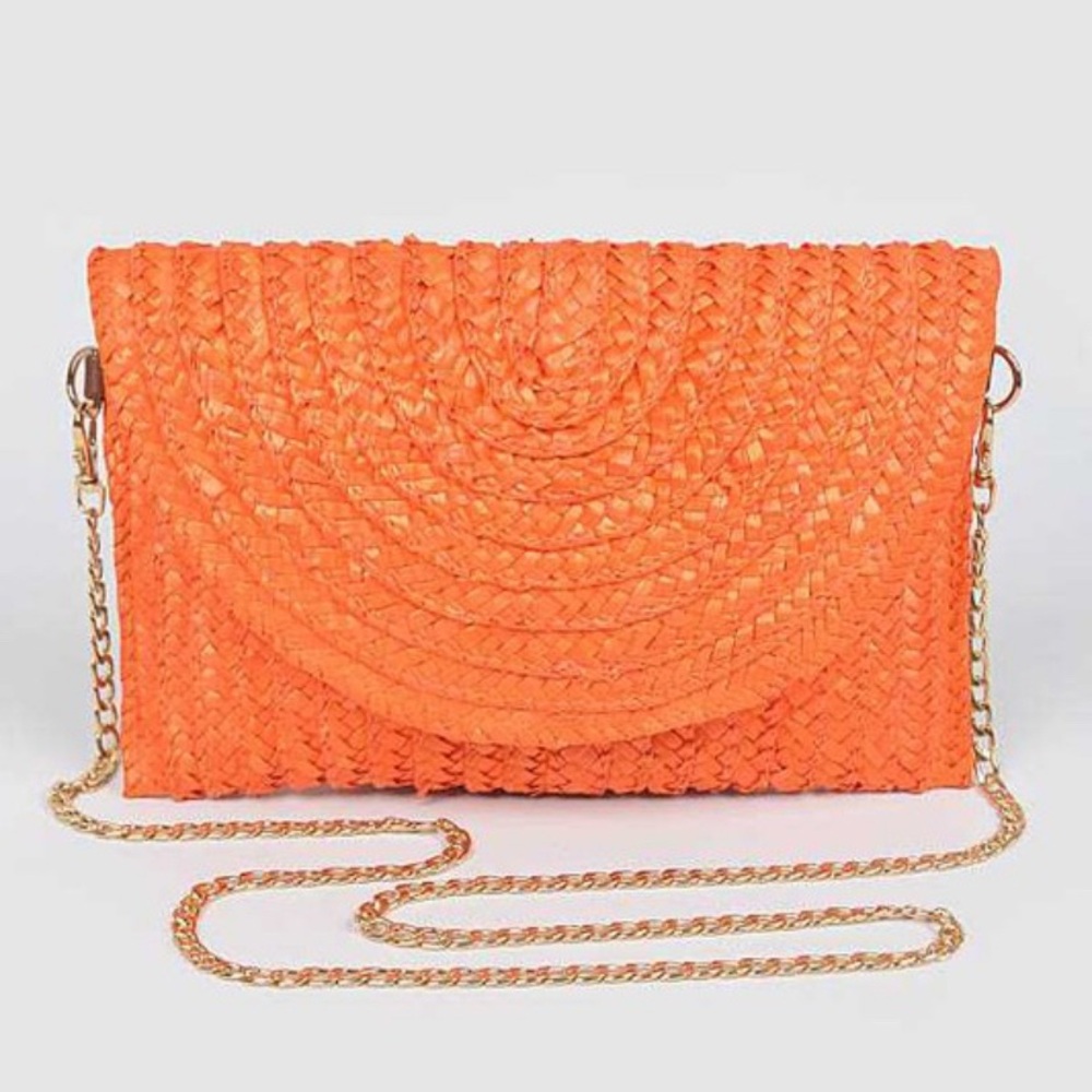 Orange and Green Woven Clutch Bags